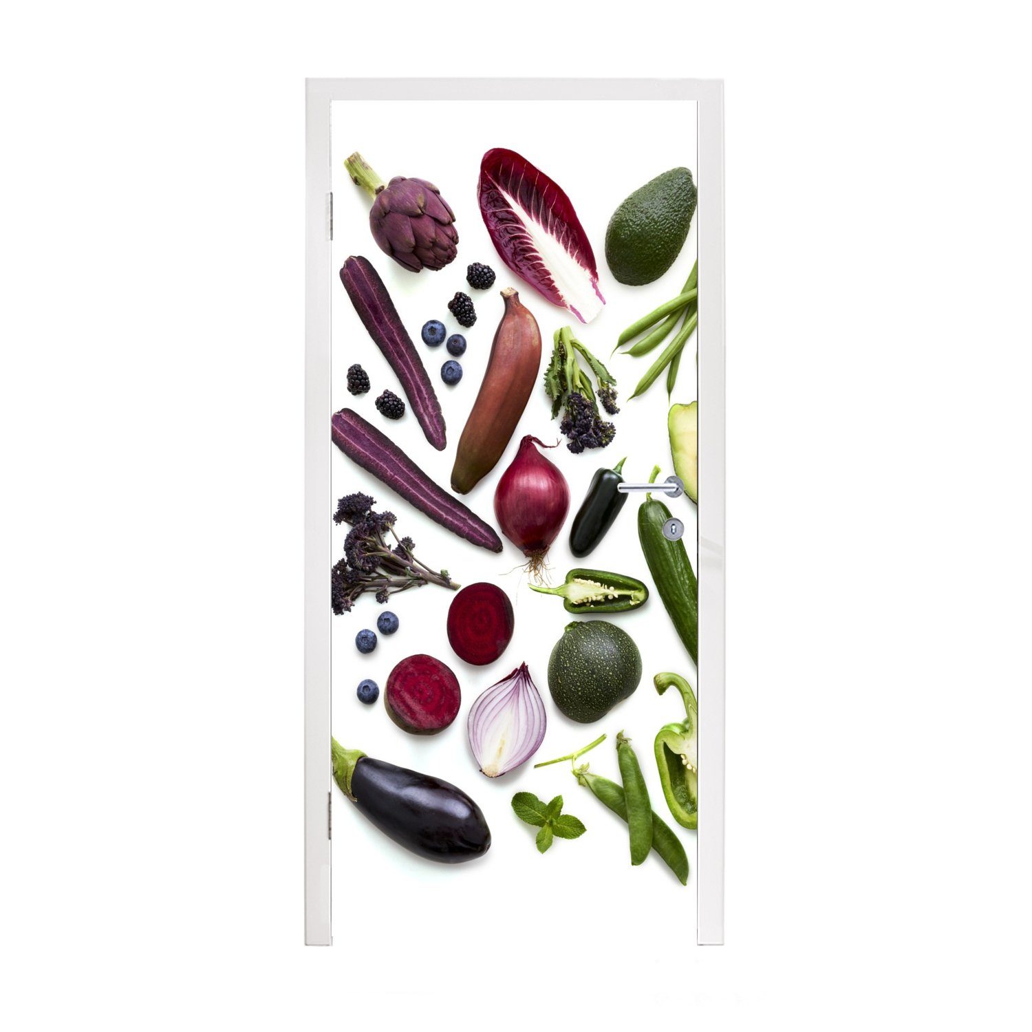 MuchoWow Türtapete Gemüse - Obst - Regenbogen, Matt, bedruckt, (1 St), Fototapete für Tür, Türaufkleber, 75x205 cm