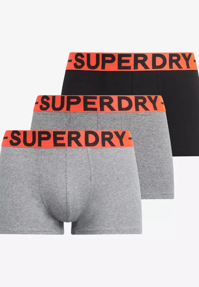 Superdry Boxershorts TRUNK TRIPLE PACK (Packung, 3-St) aus Baumwollmischung mit Jersey, eng anliegende Passform, pflegeleicht