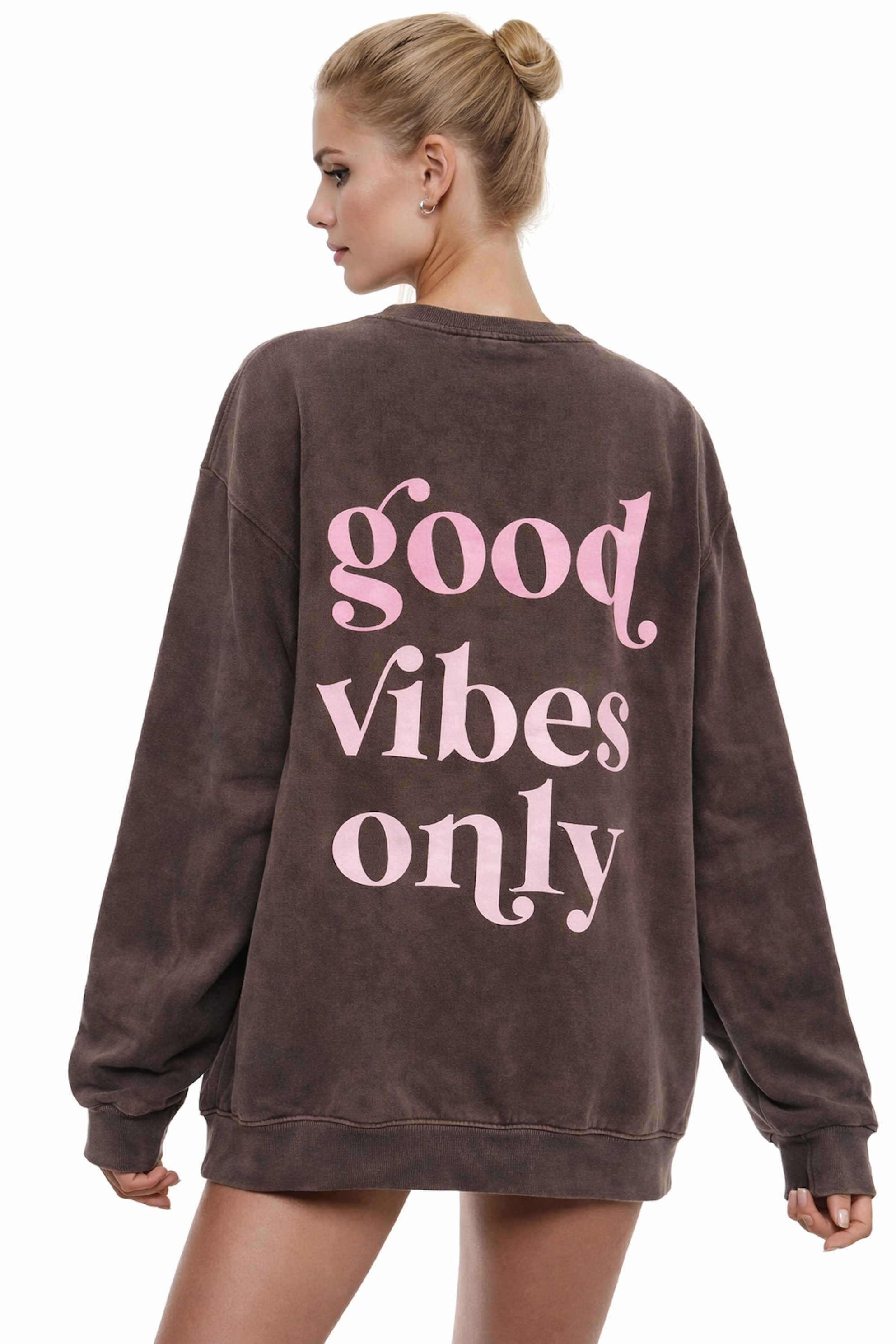 Worldclassca Sweatshirt Worldclassca Oversized Sweatshirt Good Vibes Print günstig online kaufen