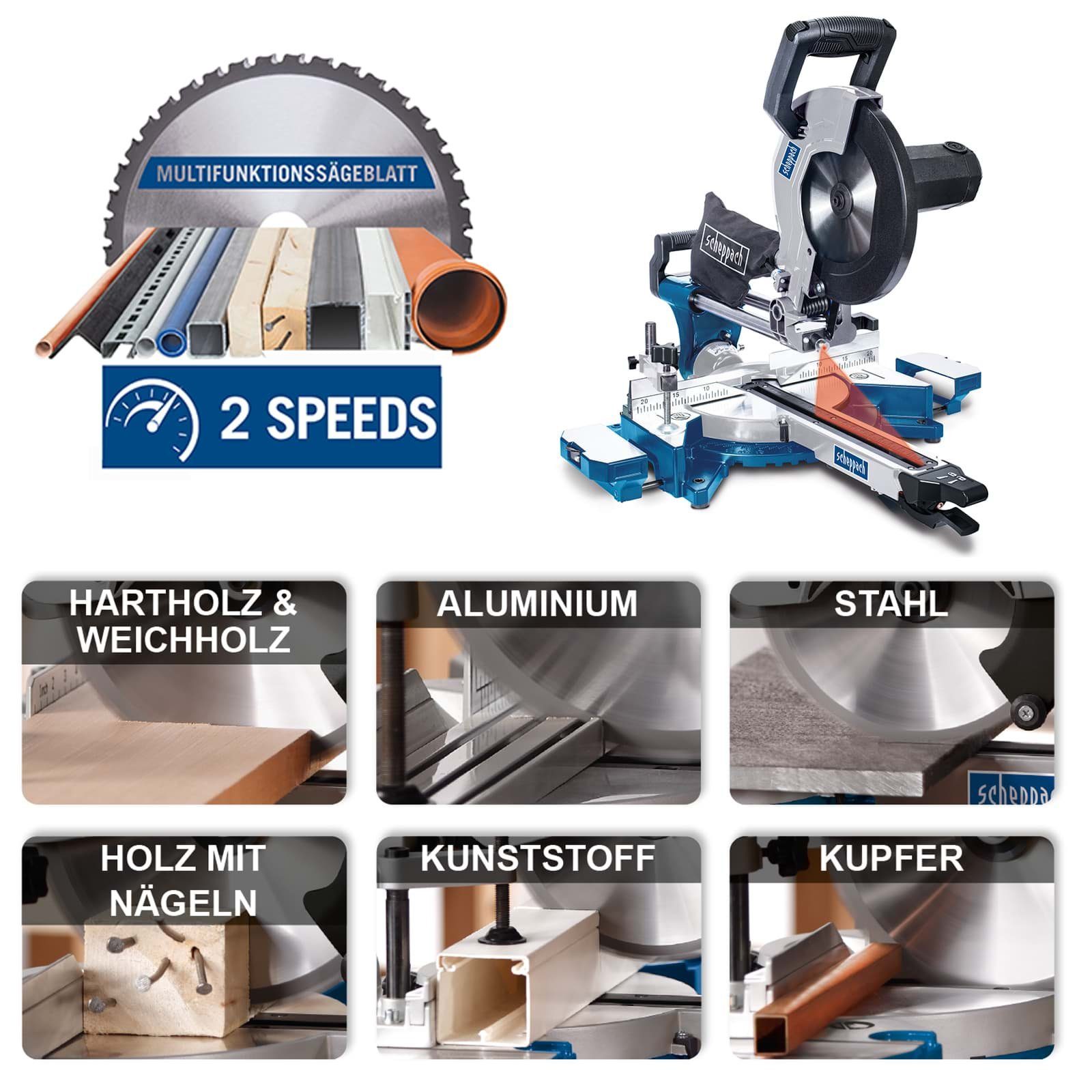 Scheppach Zug- und Kappsäge Scheppach HM110MP Zugsäge Kappsäge Gehrungssäge mit Laser + Softstart