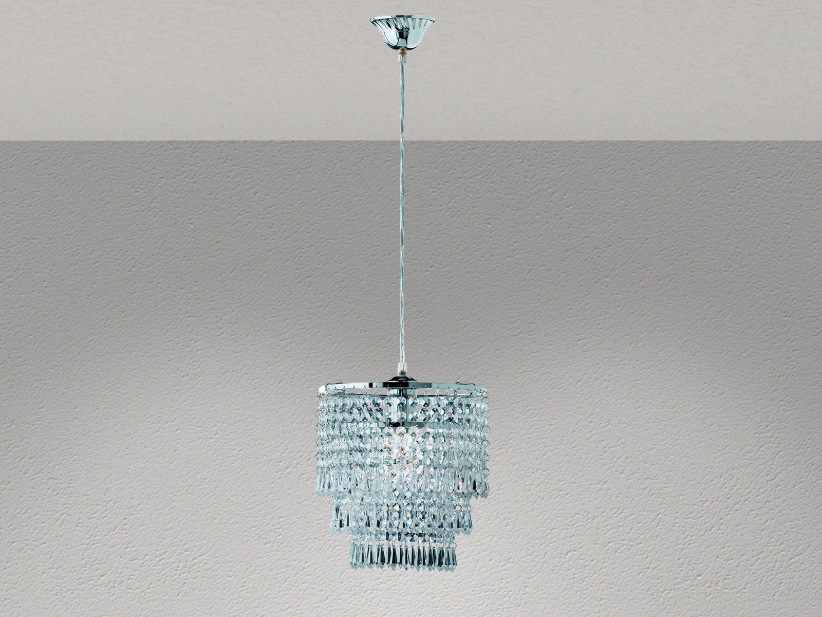 Reality Leuchten LED Kronleuchter, Dimmfunktion, LED wechselbar, Warmweiß, klein-e Pendelleuchte einflammig hängend Kristall Behang Acryl Ø 25cm