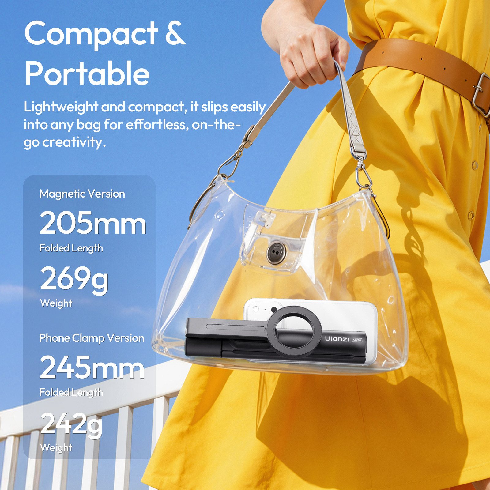 ULANZI Ulanzi SK26 2-in-1 Magnetischer Stativ-Selfie-Stick für iPhone Android Klemmstativ