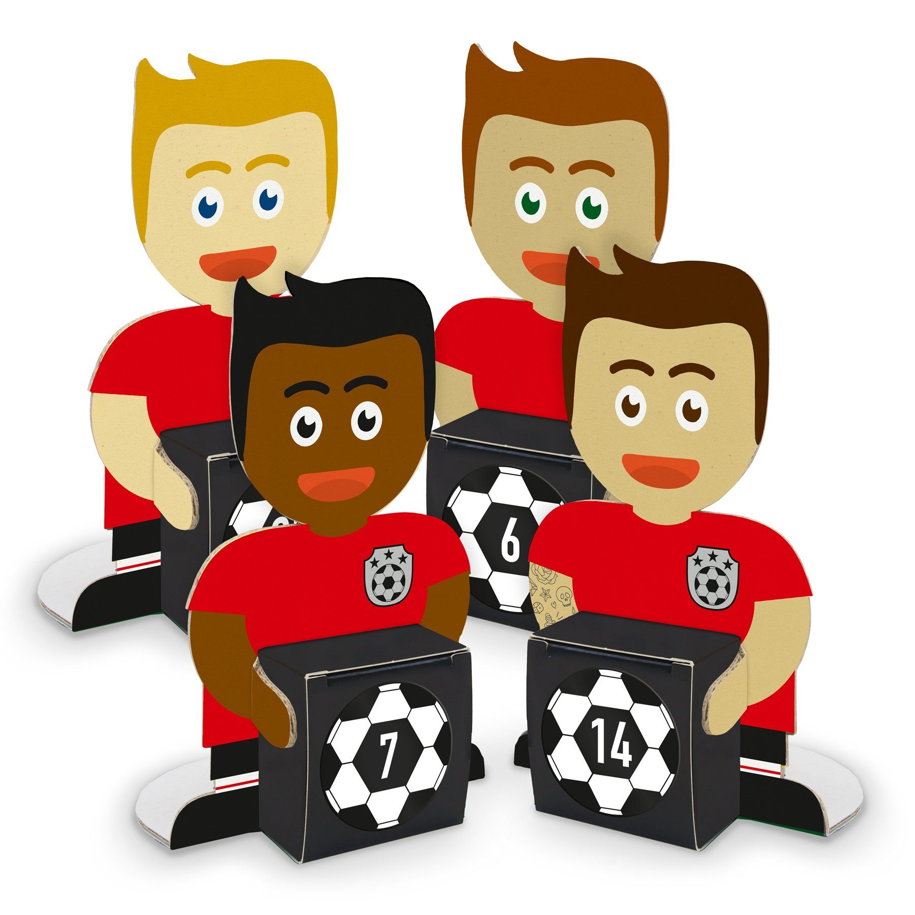 itenga Geschenkbox itenga Fußballbande Rot Schwarz Adventskalender 24 Figuren + 24 Würfel