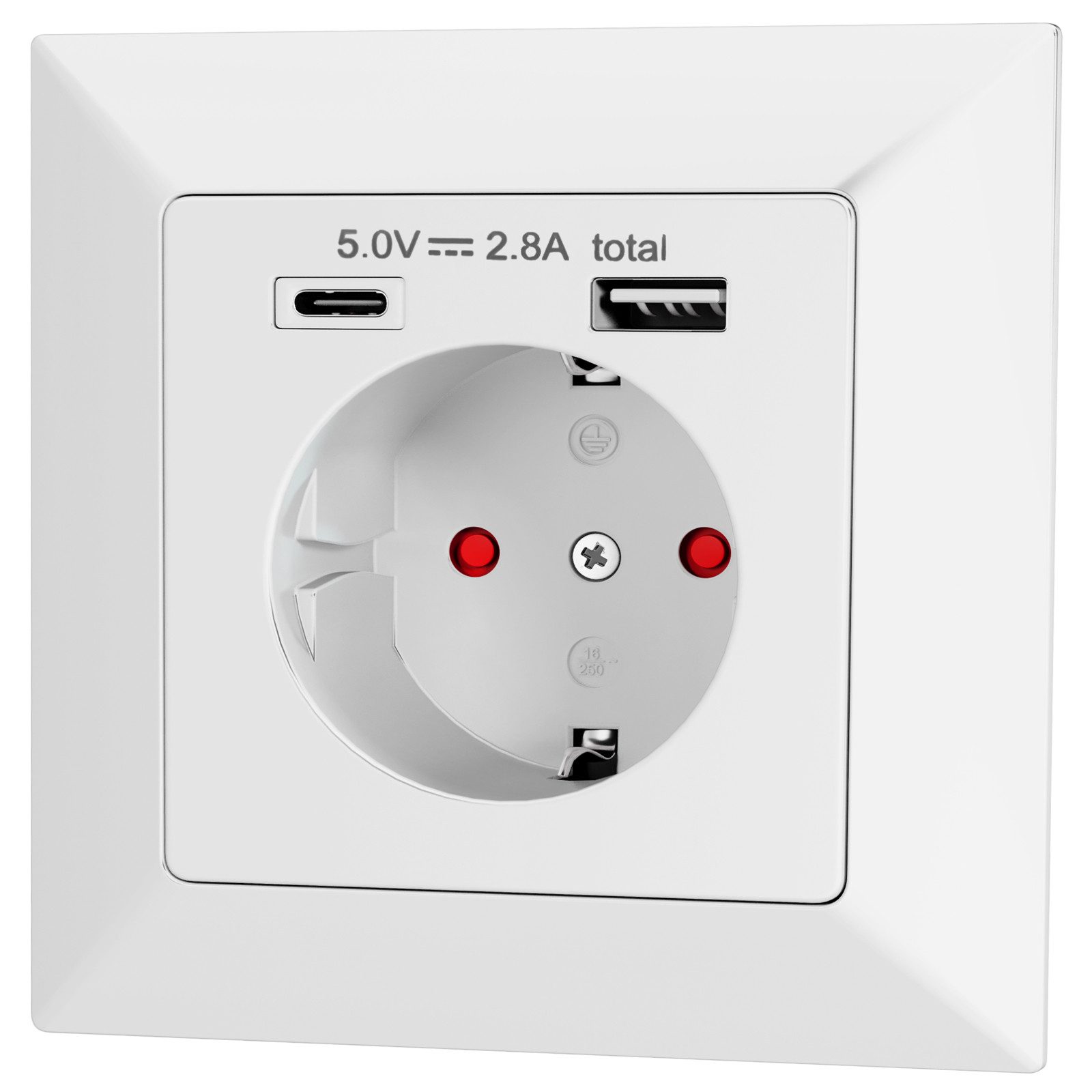 HB-DIGITAL Unterputz-Steckdose hb-digital USB Steckdose Unterputz Schutzkontakt 1x USB-C 1x USB-A, Einzelartikel, 1-St., 1x Unterputz-Steckdose mit USB-A und USB-C, Integrierte USB-A und USB-C Ports