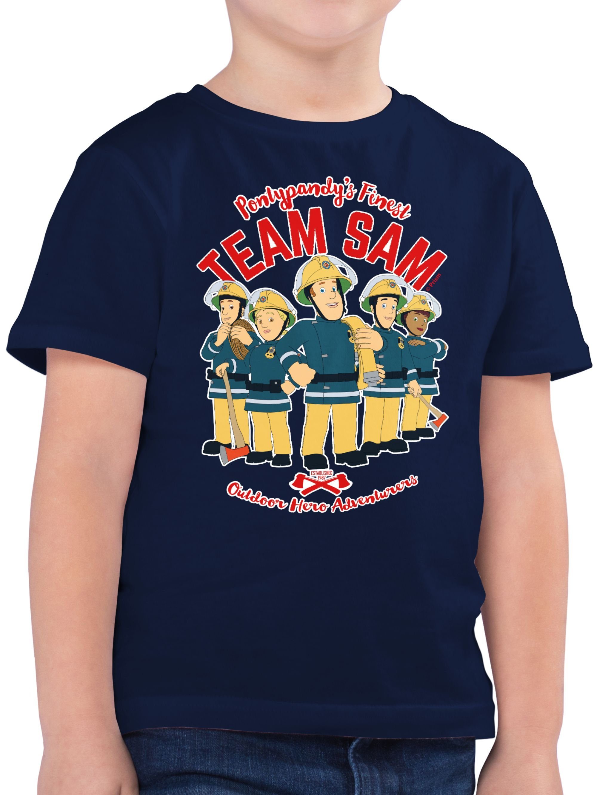 Shirtracer T-Shirt Team Sam Feuerwehrmann Sam Jungen 02 Dunkelblau
