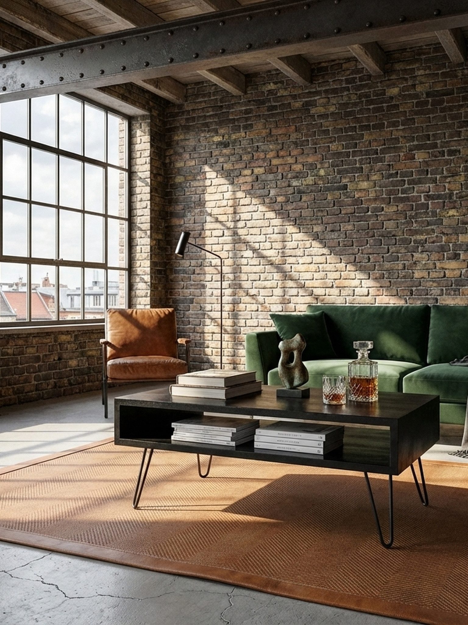 KADIMA DESIGN Couchtisch Couchtisch 100x50x40 cm Mango Massivholz Metall Sofatisch, Design (Tisch Wohnzimmer mit Haarnadelbeine), Wohnzimmertisch Rechteckig mit Stauraum, Kaffeetisch Massiv, Großer