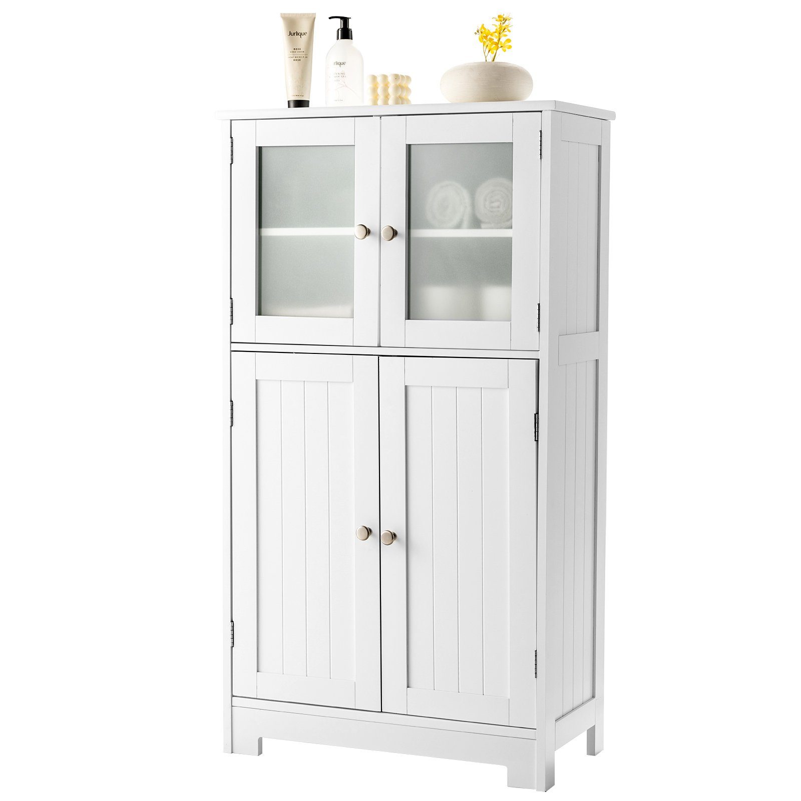 weiß Regal, x weiß 30 COSTWAY 58 Mehrzweckschrank 4-türig, 109cm | x mit verstellbarem