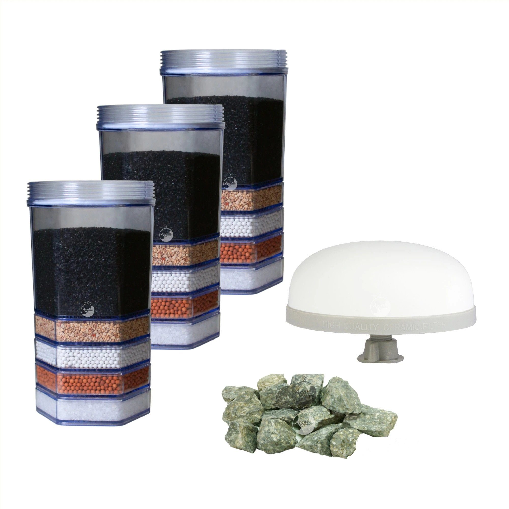 AcalaQuell Wasserfilter Jahrespaket Premium, Zubehör für AcalaQuell Stand-Wasserfilter Mini, optionale Mineralsteine