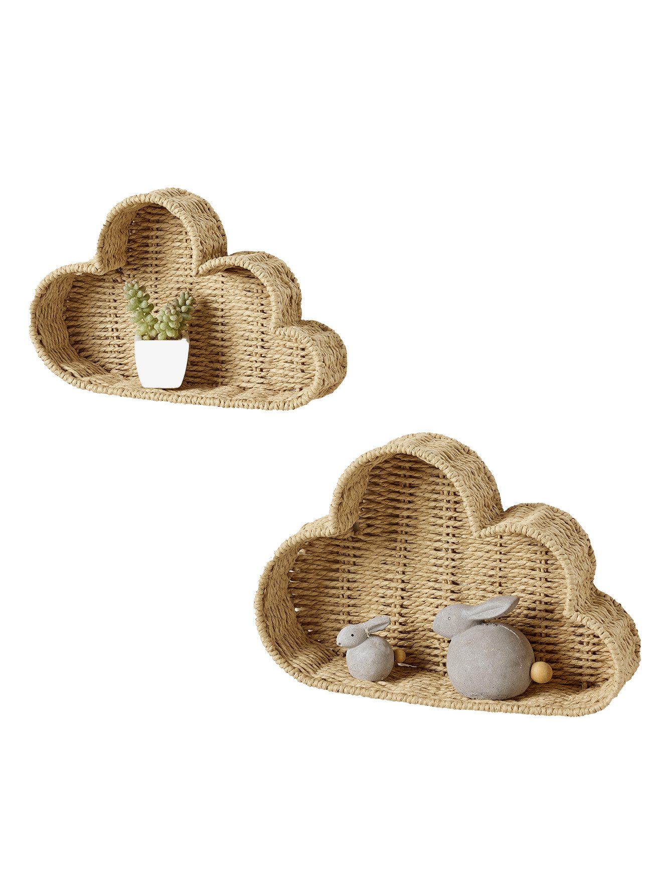 vertbaudet Kinderregal Wandregale in Wolkenform, 2er-Set aus Papierkordel, Kinderzimmer