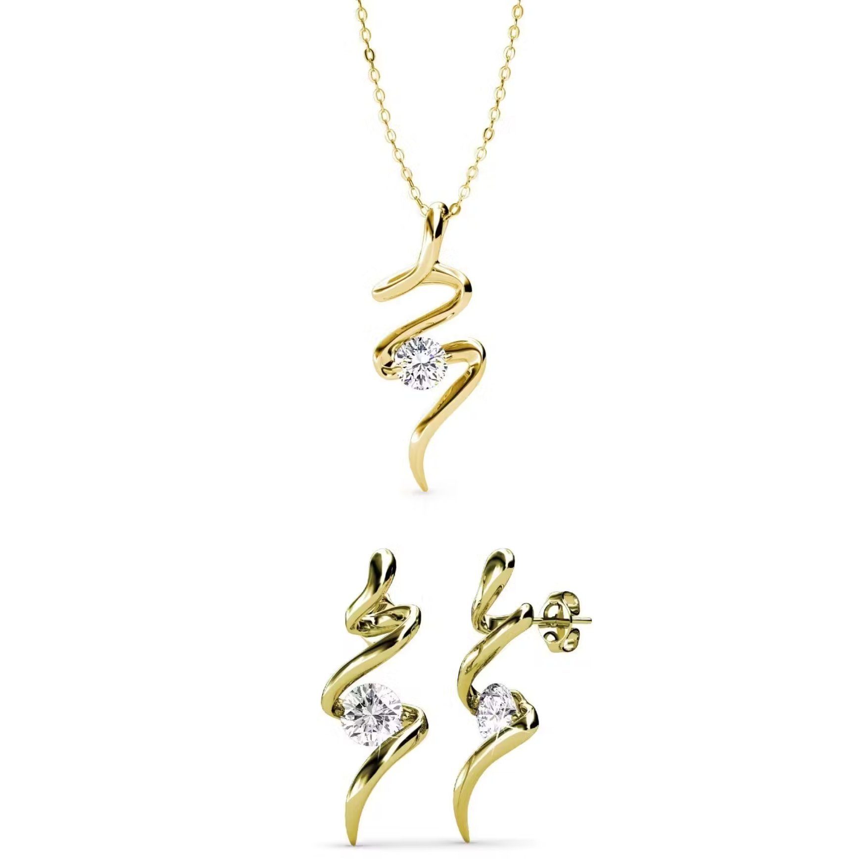 Schmuckset Goldschmuck Set Spiral mit Kristall