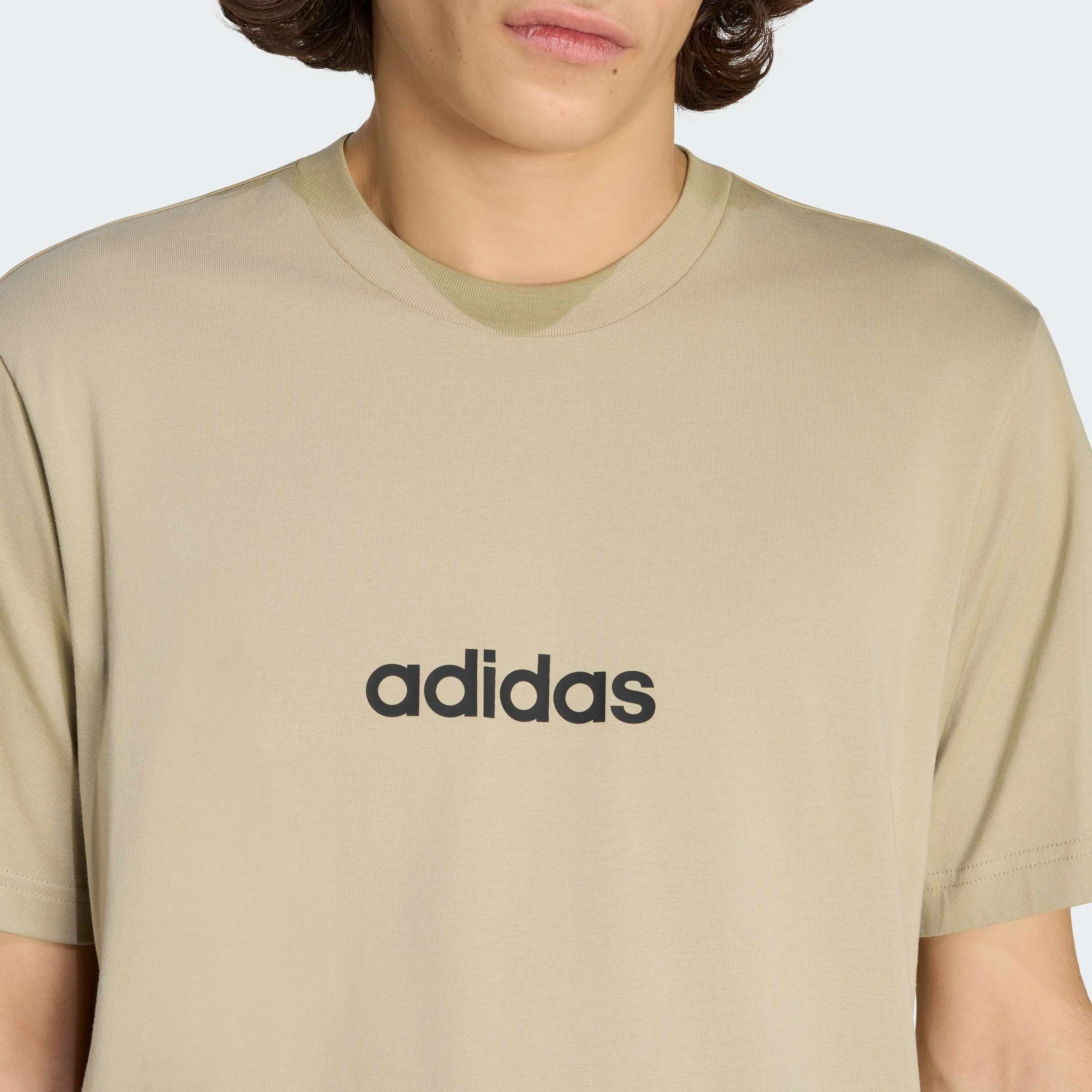 adidas Sportswear T-Shirt ESSENTIALS LINEAR SINGLE JERSEY überschnittene Schultern, Kurzarmdesign, aus Baumwolljersey