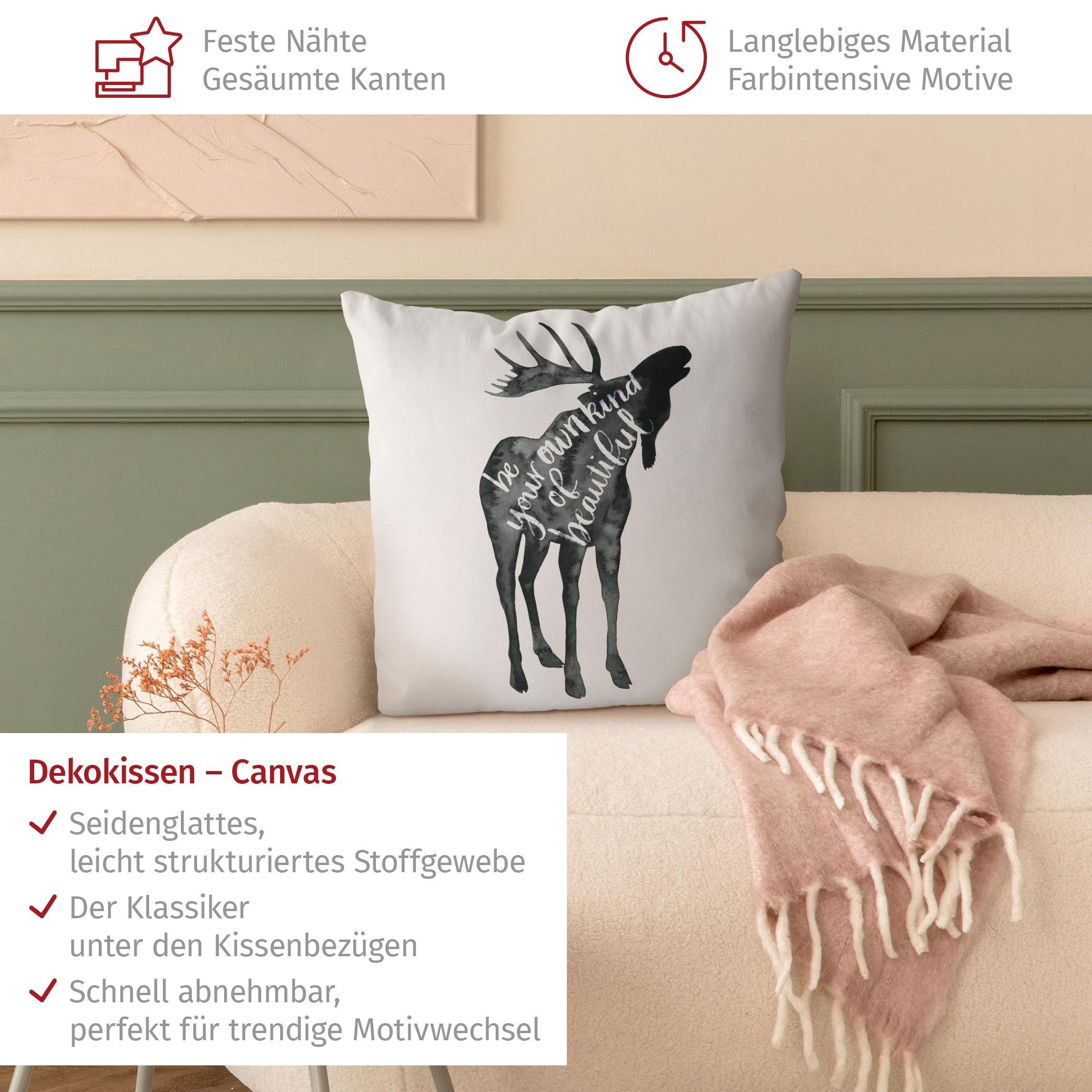 Bilderdepot24 Dekokissen drinnen Kissenhülle/ Sofakissen/ Zierkissen Kissenhülle weiss Tiere, Bezug Aquarell mit / ohne Füllung Zierkissen Kinderzimmer