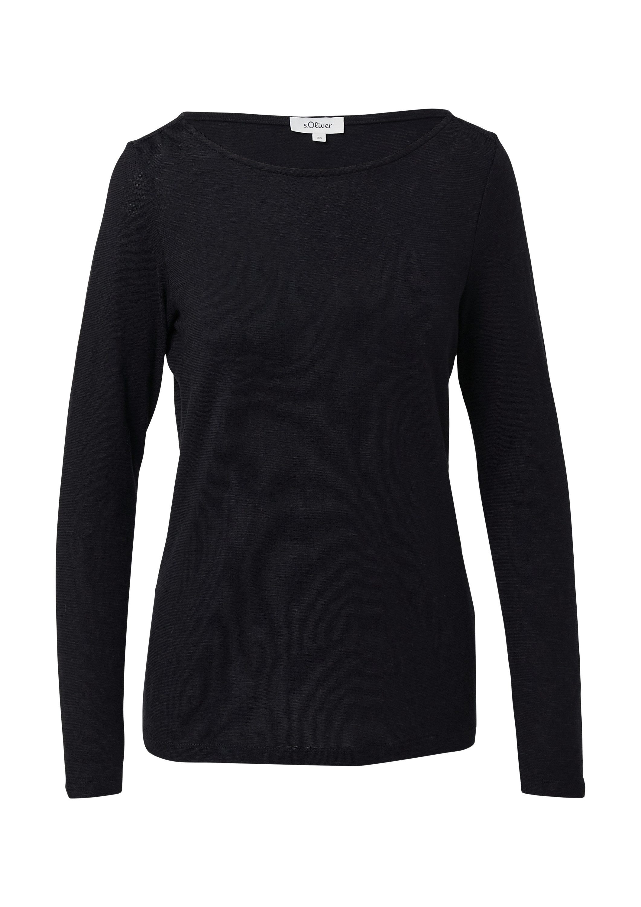 s.Oliver Langarmshirt T-Shirt Slim-Fit-Longsleeve aus Baumwollslub mit U-Bo günstig online kaufen