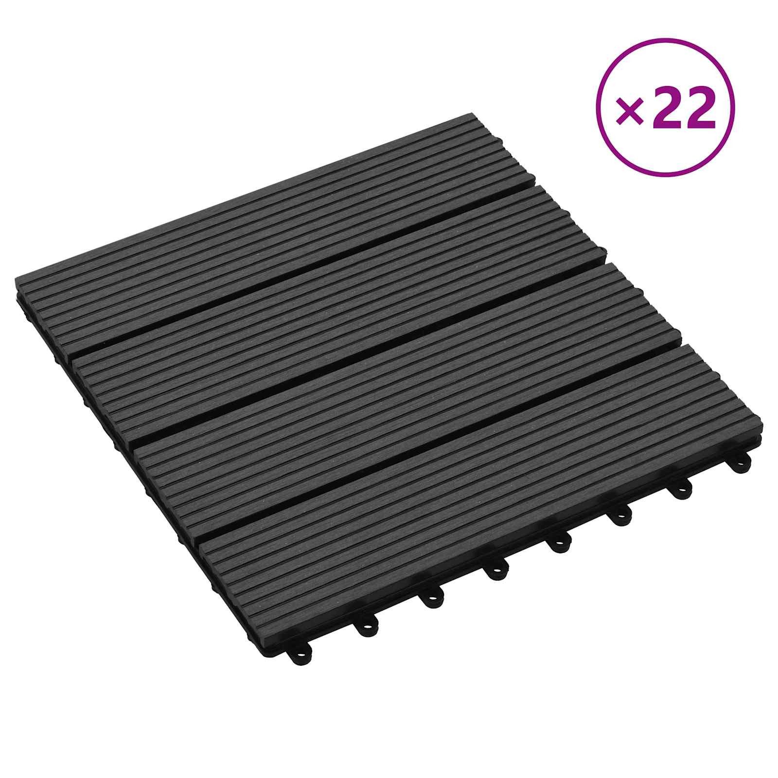 vidaXL Terrassendielen Terrassenfliese 22 stk. Schwarz 30 x 30 cm WPC, BxL: je 30x30 cm, (22-St)
