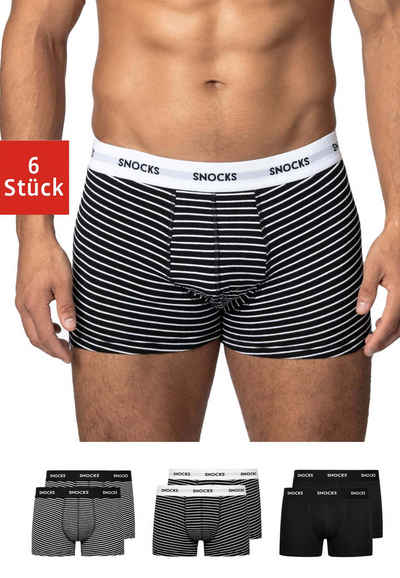 SNOCKS Boxershorts Enge Pants Herren Unterhose mit Print (6-St) aus Bio-Baumwolle, ohne kratzenden Zettel