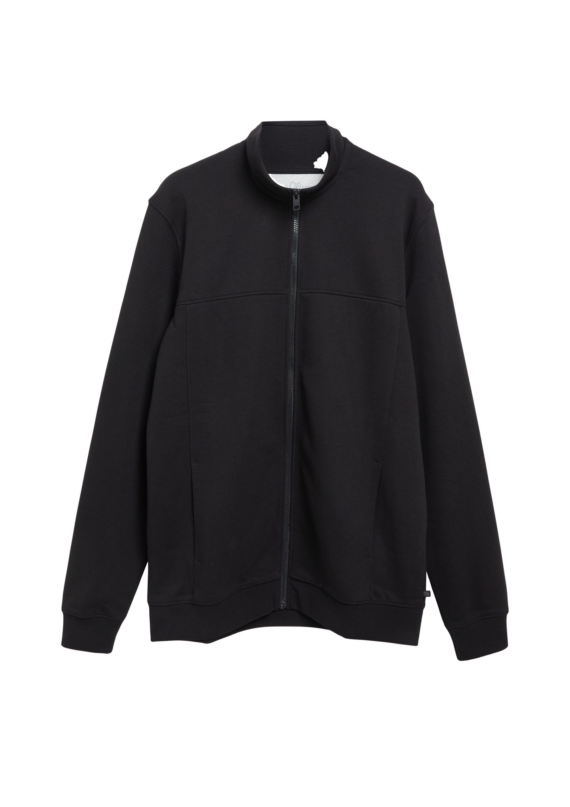 s.Oliver Sweatjacke Sweatshirt Jacke Sweatjacke mit Stehkragen und Eingrifftaschen