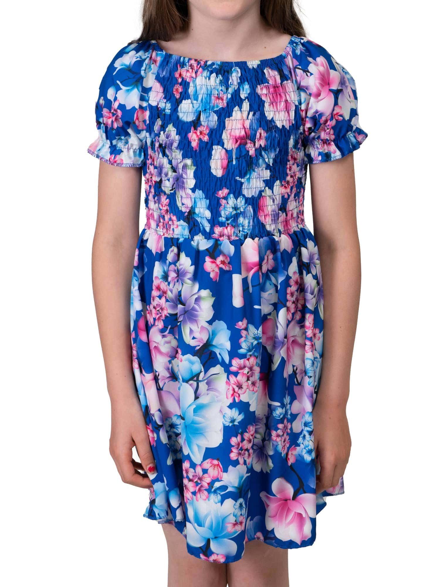 KMISSO Sommerkleid Mädchen Kleid smoked Oberteil Puffärmel 30382 (1-tlg) bequem zu tragen