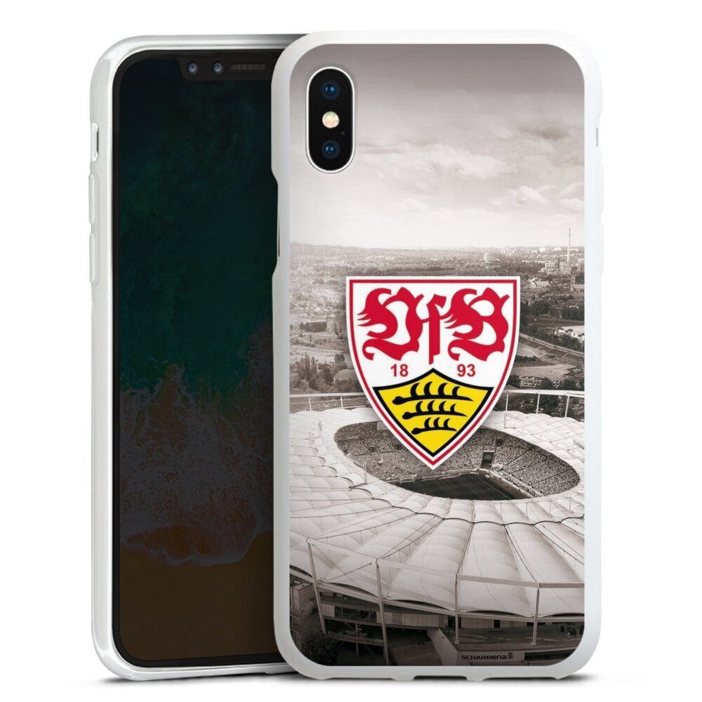 DeinDesign Handyhülle VfB Stuttgart Offizielles Lizenzprodukt Stadion VfB Stadion Grau, Apple iPhone X Silikon Hülle Bumper Case Handy Schutzhülle