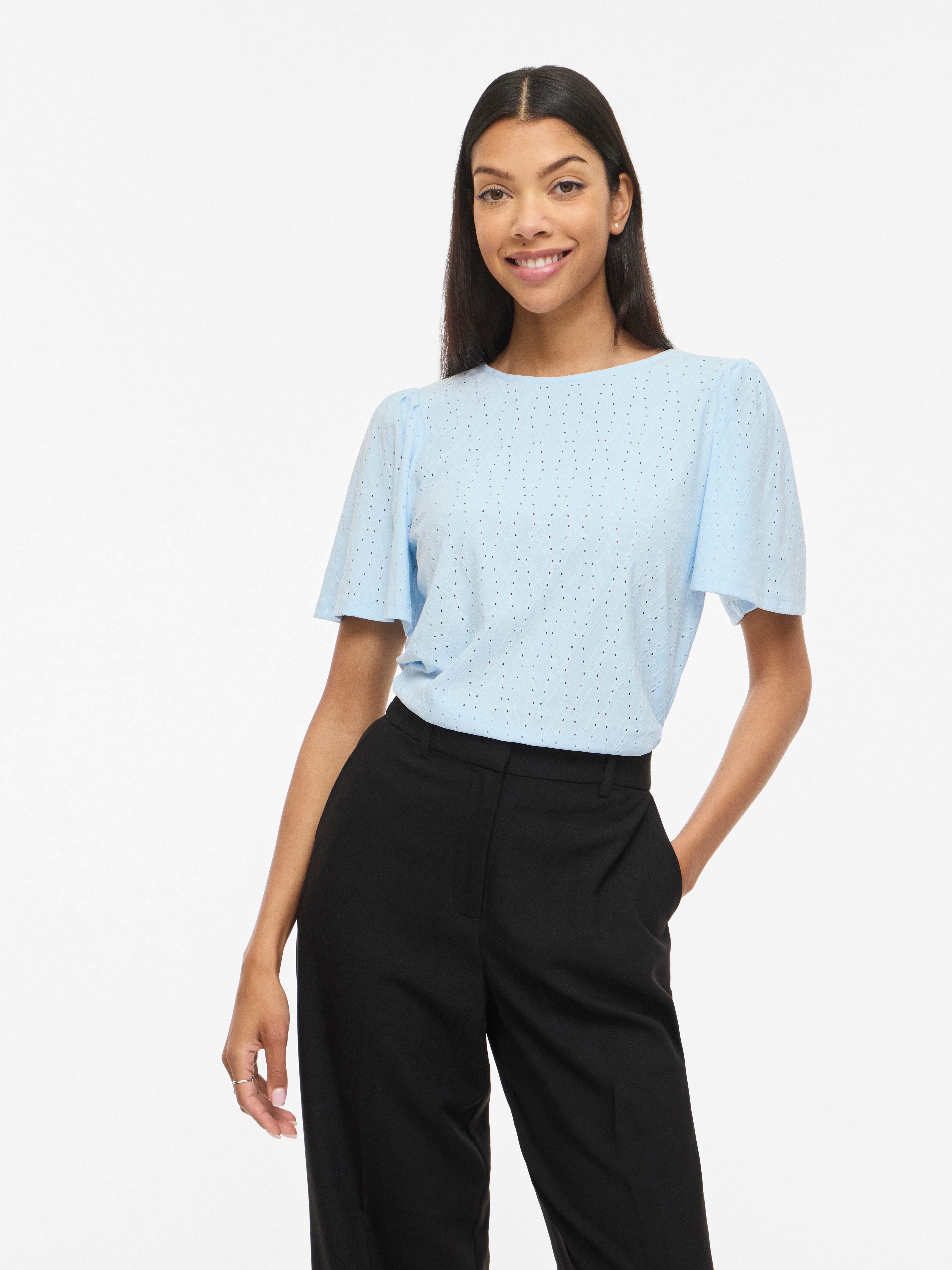 Vila Rundhalsshirt VIBELLI O-NECK S/S TOP - NOOS