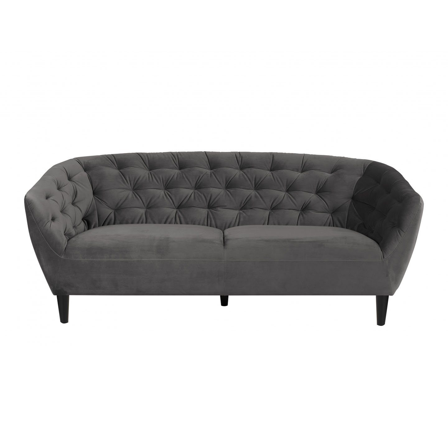 Großes Schnäppchen! ebuy24 Sofa Rian Personen schwarzen mit 1 Bein, 3 dunkelgrau Sofa Teile