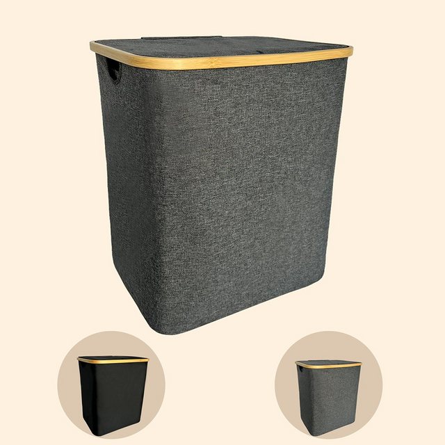 WAOHO Wäschesack Faltbarer Wäschekorb mit Deckel, herausnehmbarer Wäschesack 45x35x50, 80L