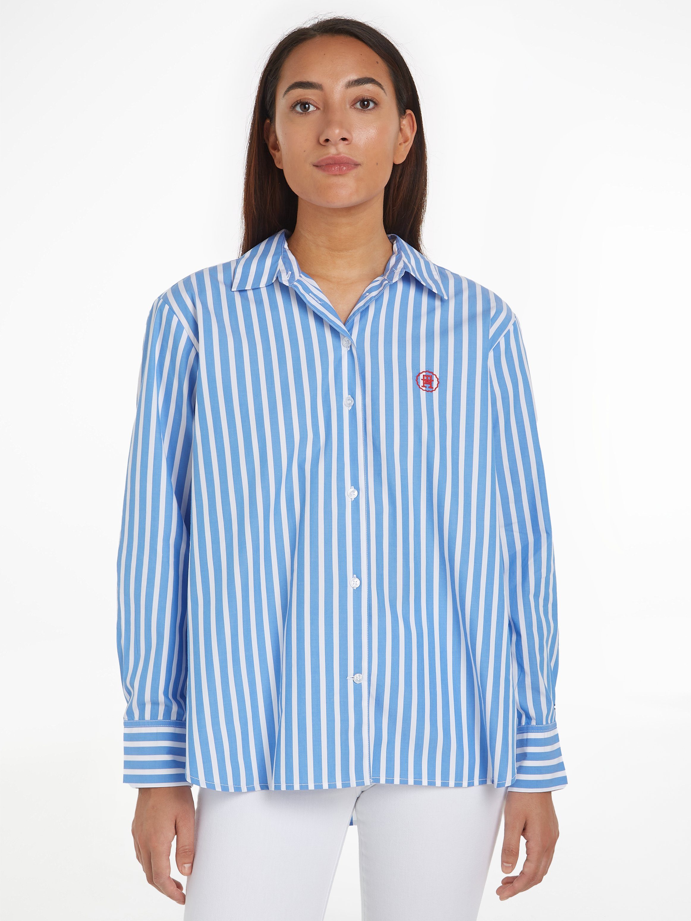 Tommy Hilfiger Hemdbluse SMD STRIPE EASY FIT LS SHIRT mit Längsstreifen