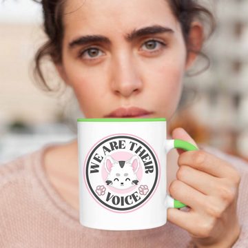 Trendation Tasse Trendation - Veganer Tasse Geschenk We Are Their Voice Statement Vegetarier Geschenkidee Tierschutz Tierschützer