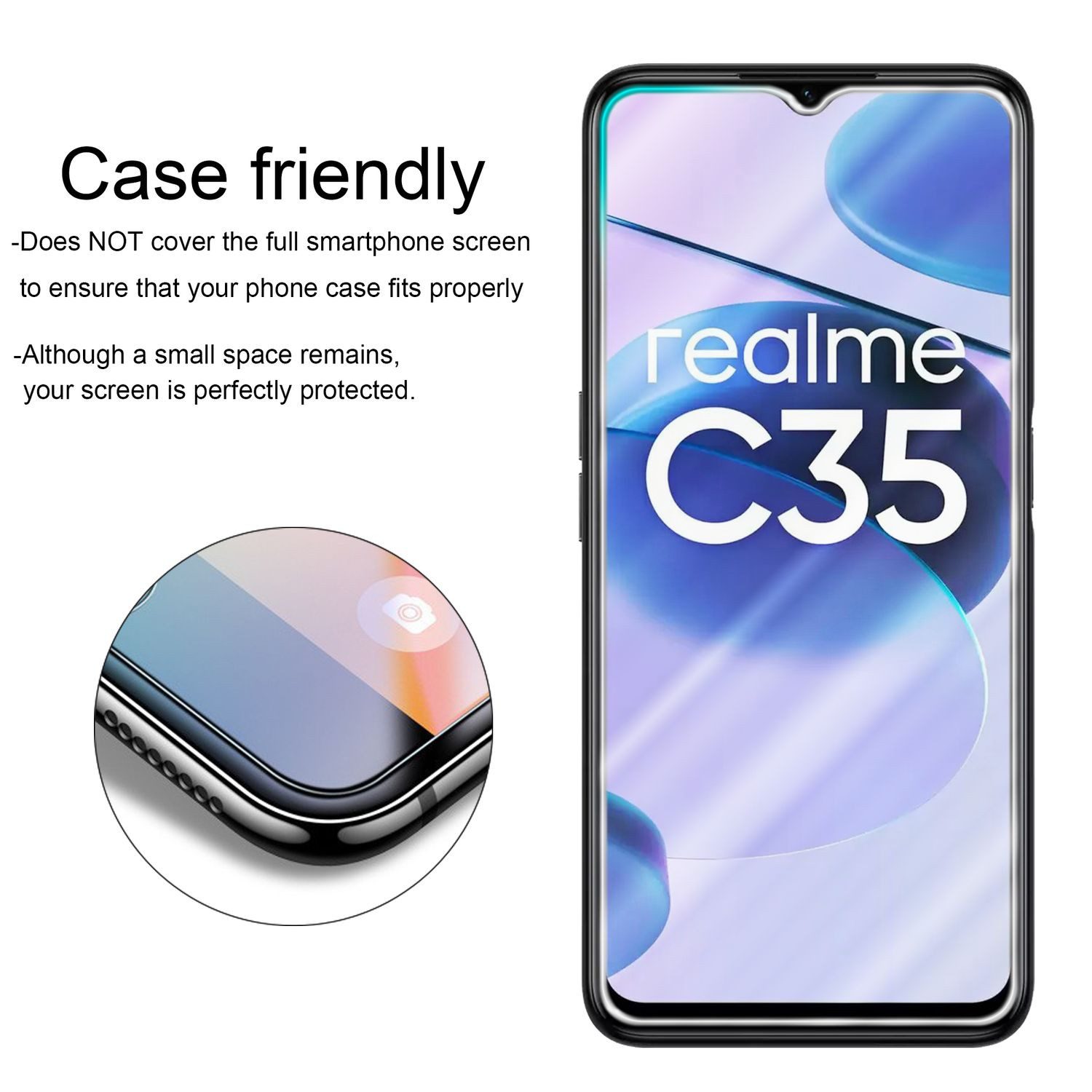 Cadorabo Schutzfolie für Realme C35 Schutzfolie, (3-St), 3x Schutzglas Panzer Folie (Tempered) Display Schutzfolie 3D Touch