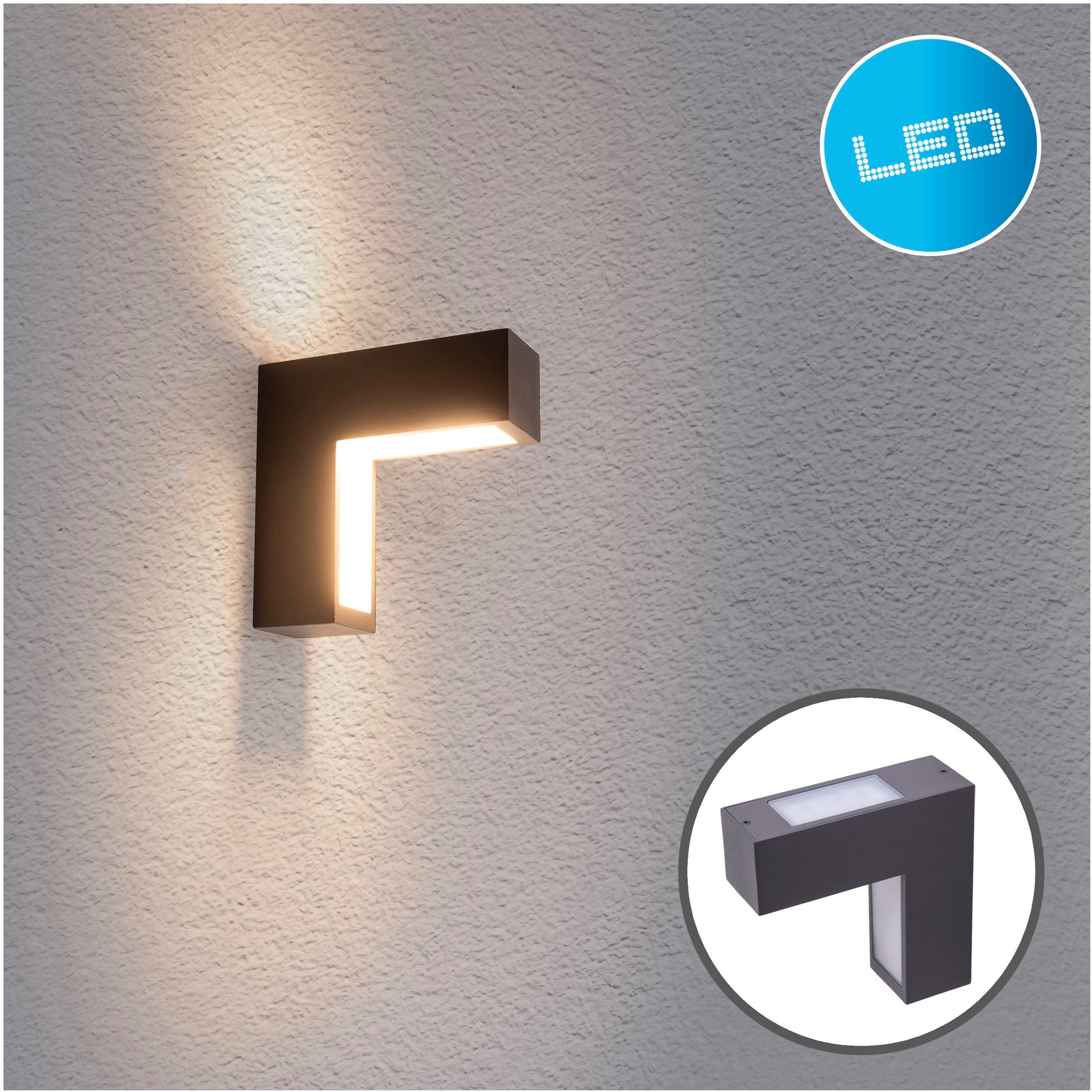 näve LED Außen-Wandleuchte Angus, LED wechselbar, Neutralweiß, anthrazit/opal Up/Downlight incl. LED IP 54 neutralweißes Licht | Wandleuchten