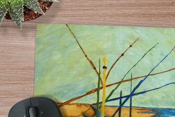 MuchoWow Gaming Mauspad Fischerboote am Strand - Vincent van Gogh (1-St), Mousepad mit Rutschfester Unterseite, Gaming, 40x40 cm, XXL, Großes
