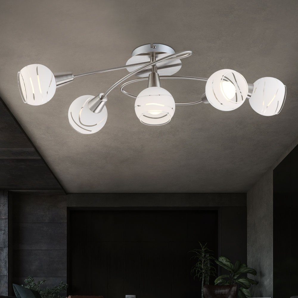 GLOBO LIGHTING LED Deckenleuchte, Leuchtmittel inklusive, Warmweiß, Deckenlampe Deckenleuchte Wohnzimmerlampe Glas flammig LED L 62,5 cm