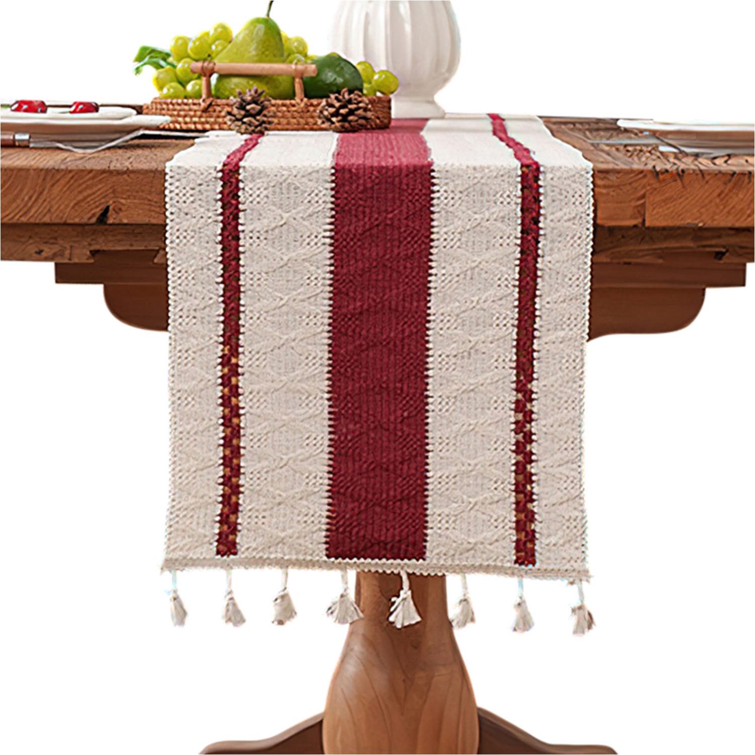 Refttenw Tischläufer Tischläufer mit Quastenbesatz,Boho-Makramee-Tischläufe günstig online kaufen