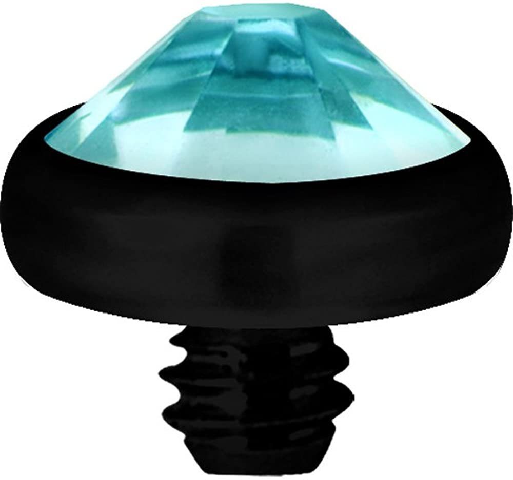 Stein Aqua.BK-TIADJN.3mm.AQ Anchor Piercing PVD Kristall Karisma - G23 Piercing-Set Micro Aufsatz Dermal Blackline
