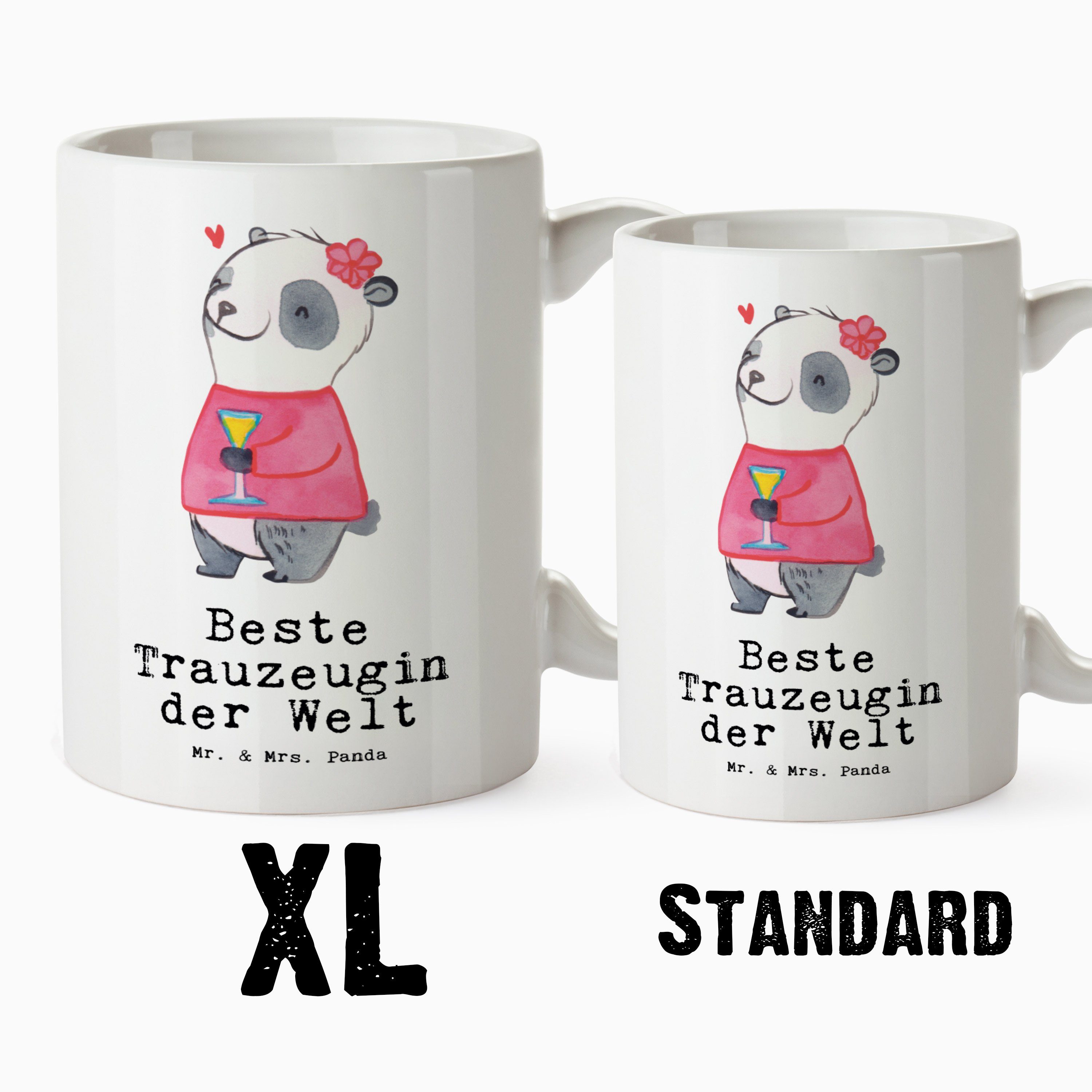Tasse XL Mr. Weiß Geschenk, Mrs. - - Beste Trauzeugin & Keramik Welt Panda der Tas, Dankeschön, Panda Tasse XL