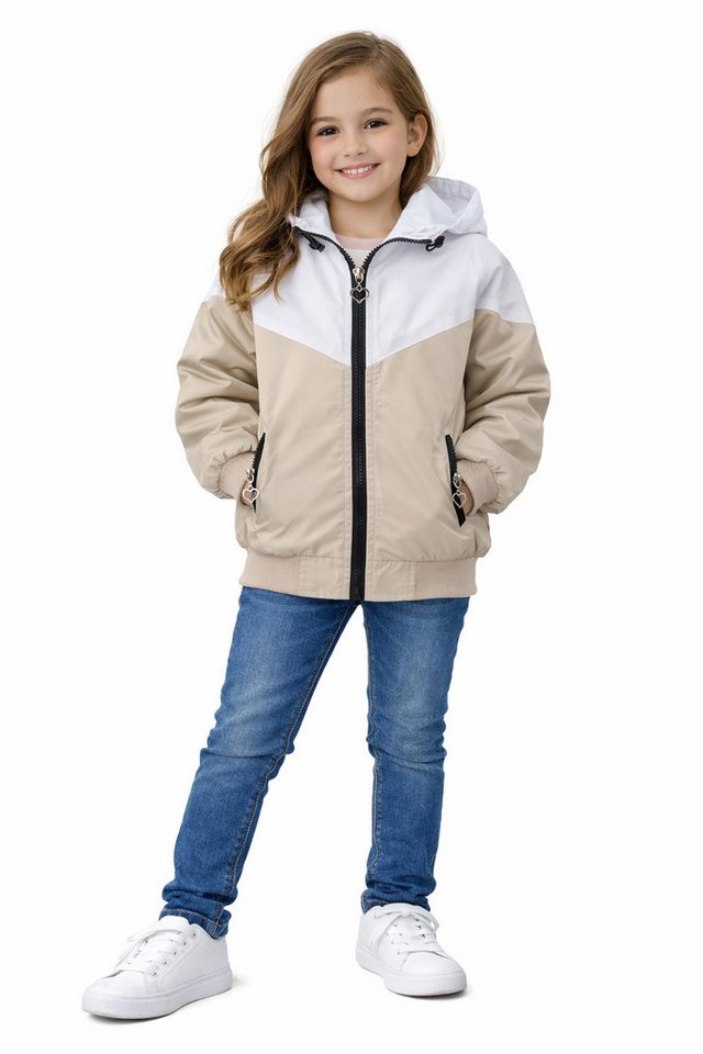 Girls Fashion Allwetterjacke Übergangsjacke mit Kapuze Kinder Jacke MH7273