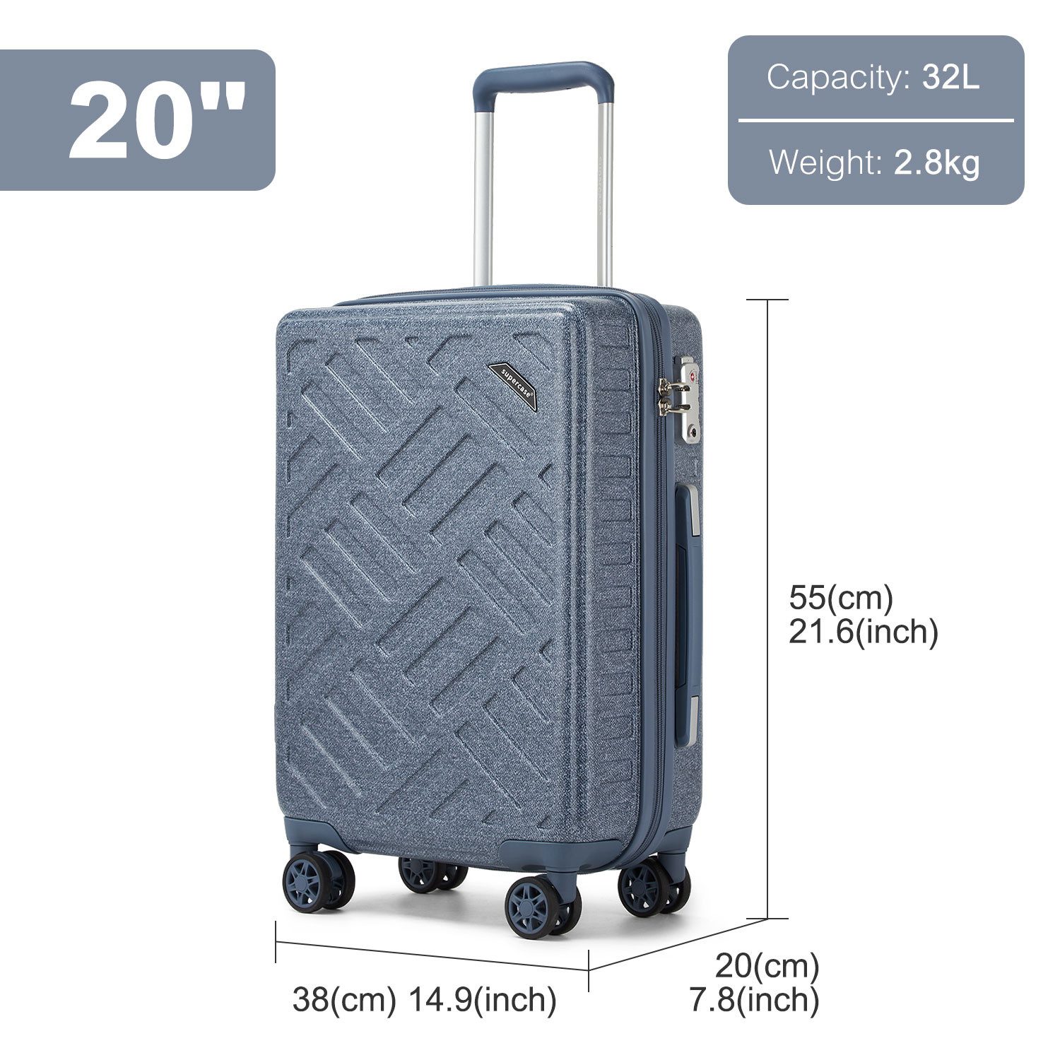 Supercase Trolley Leichter Hartschalenkoffer mit 4 günstig online kaufen