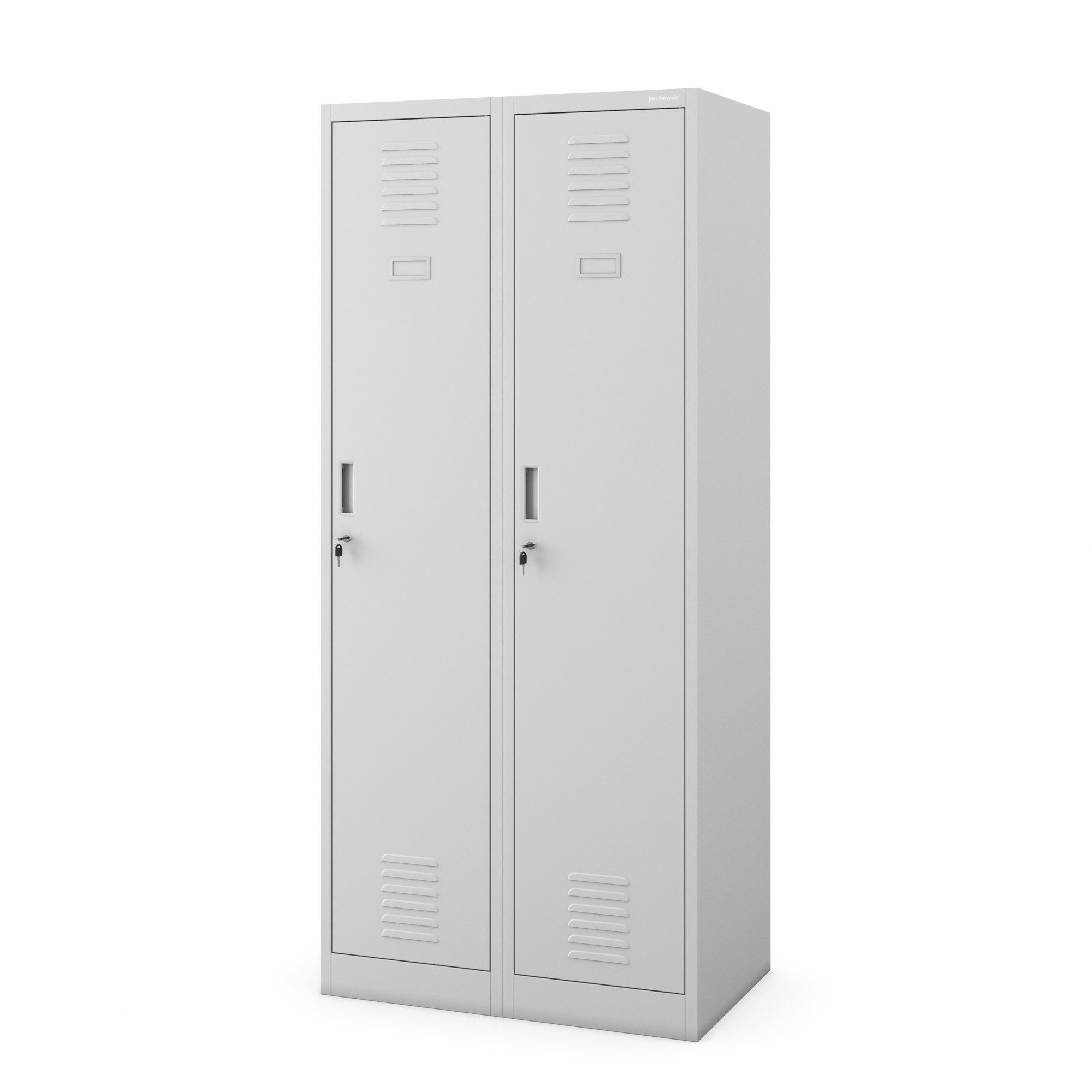 Jan Nowak Mehrzweckschrank Metall Umkleideschrank 80 cm KACPER 2 Abteile Kleiderstange Haken (0,6 mm 180 x 80 x 50 cm Lüftungsschlitze Wandmontage DSGVO) Spind abschließbar Schloss 180 cm hoch robust 10 Farben PZH