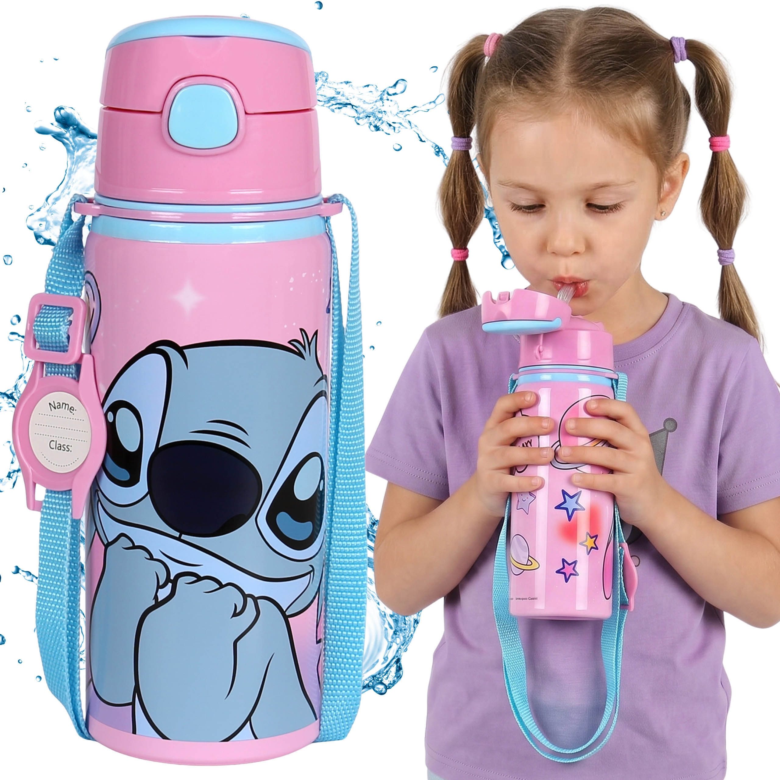 Disney Trinkflasche DISNEY Stitch Aluminium Trinkflasche Mädchen 600 ml