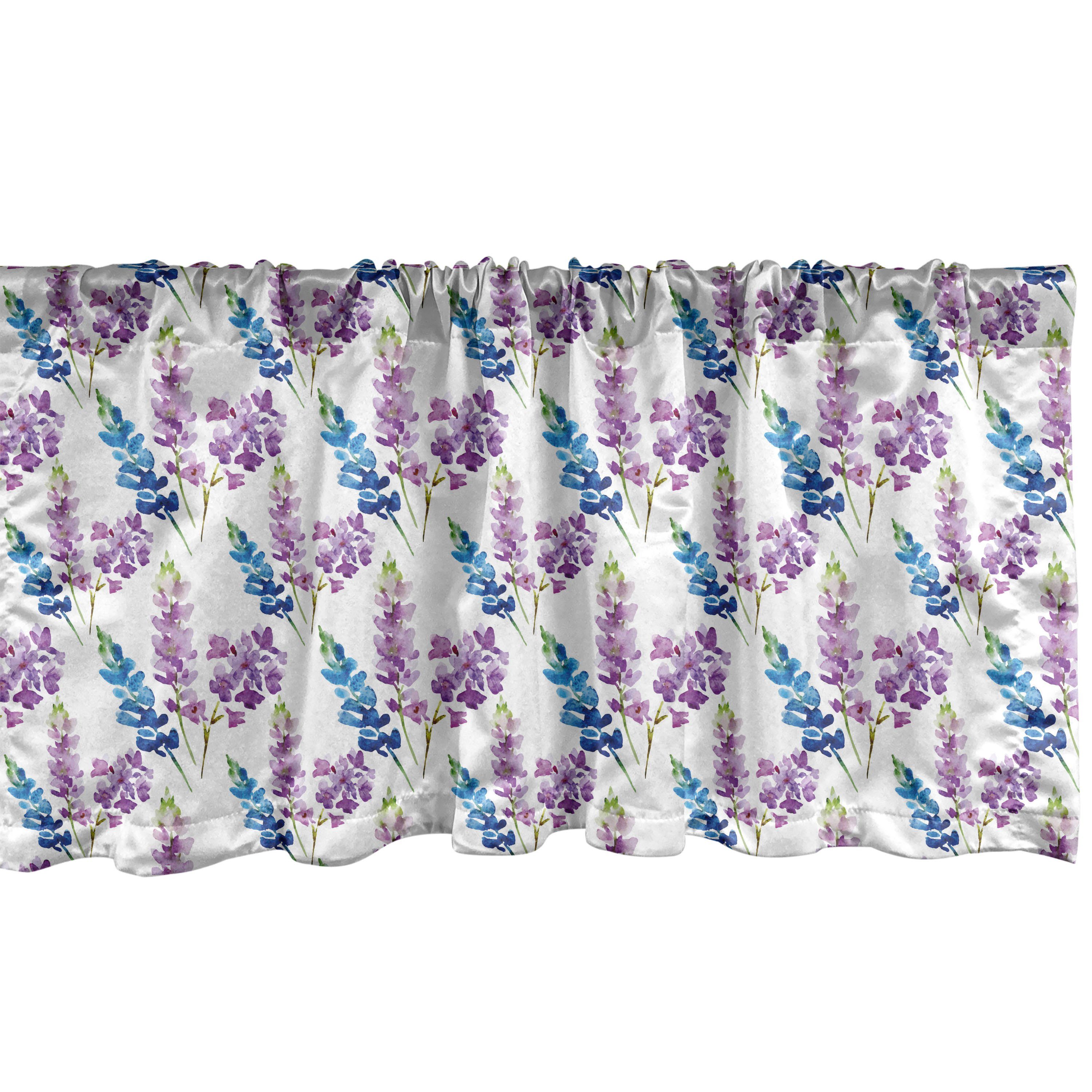 Scheibengardine Vorhang Volant für Blumen Schlafzimmer Stangentasche, Violett-Ton-Blumen-Muster Küche Abakuhaus, mit Dekor Microfaser
