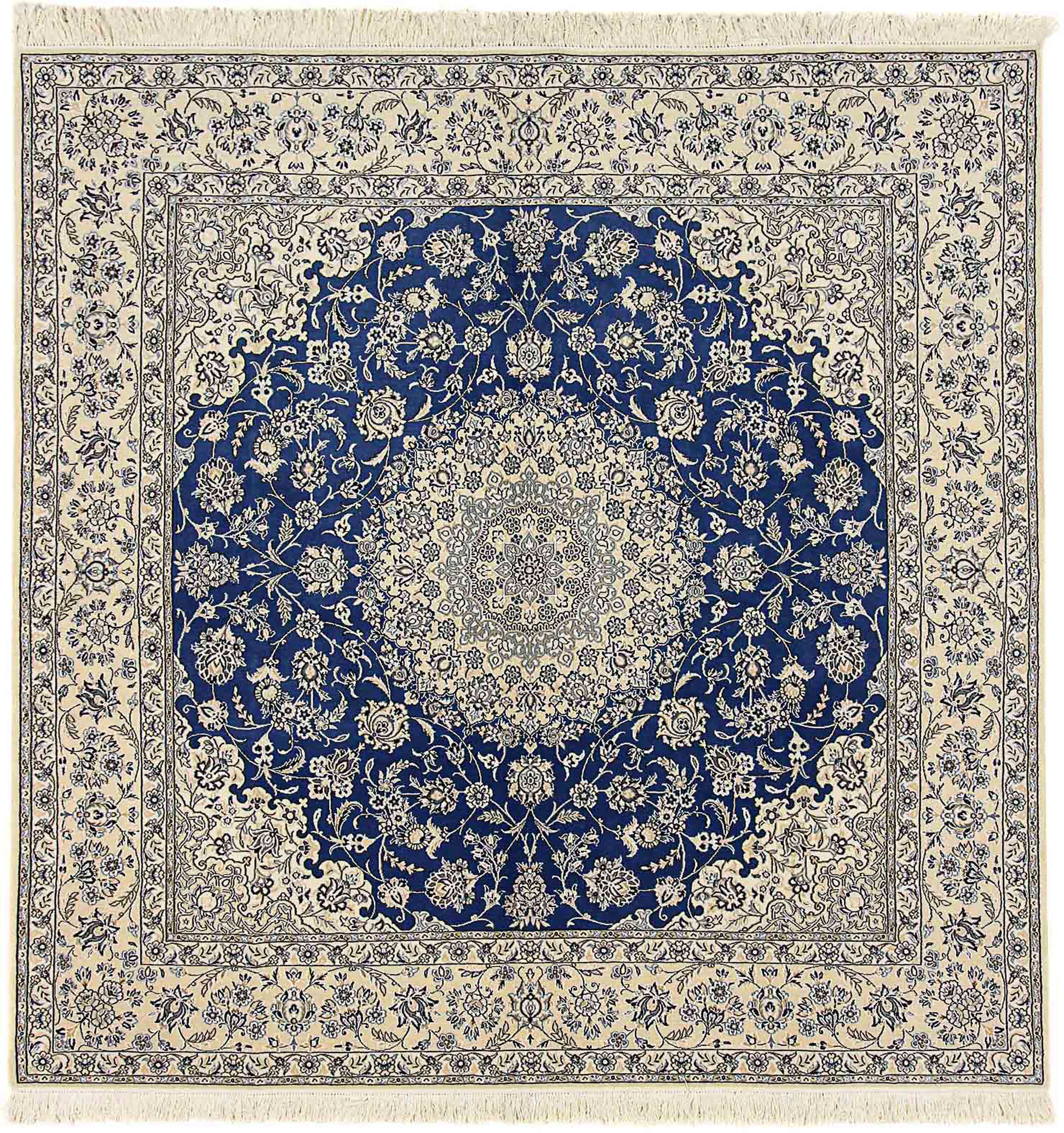 Orientteppich Perser - Royal mit cm Einzelstück blau, x mm, - Wohnzimmer, 10 Zertifikat 250 - - morgenland, Höhe: 250 Handgeknüpft, quadratisch Nain quadratisch