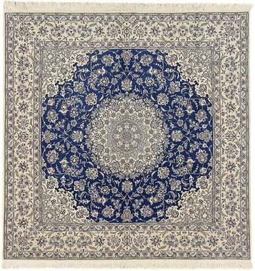 Orientteppich Perser - Nain - Royal quadratisch - 250 x 250 cm - blau, morgenland, quadratisch, Höhe: 10 mm, Wohnzimmer, Handgeknüpft, Einzelstück mit Zertifikat