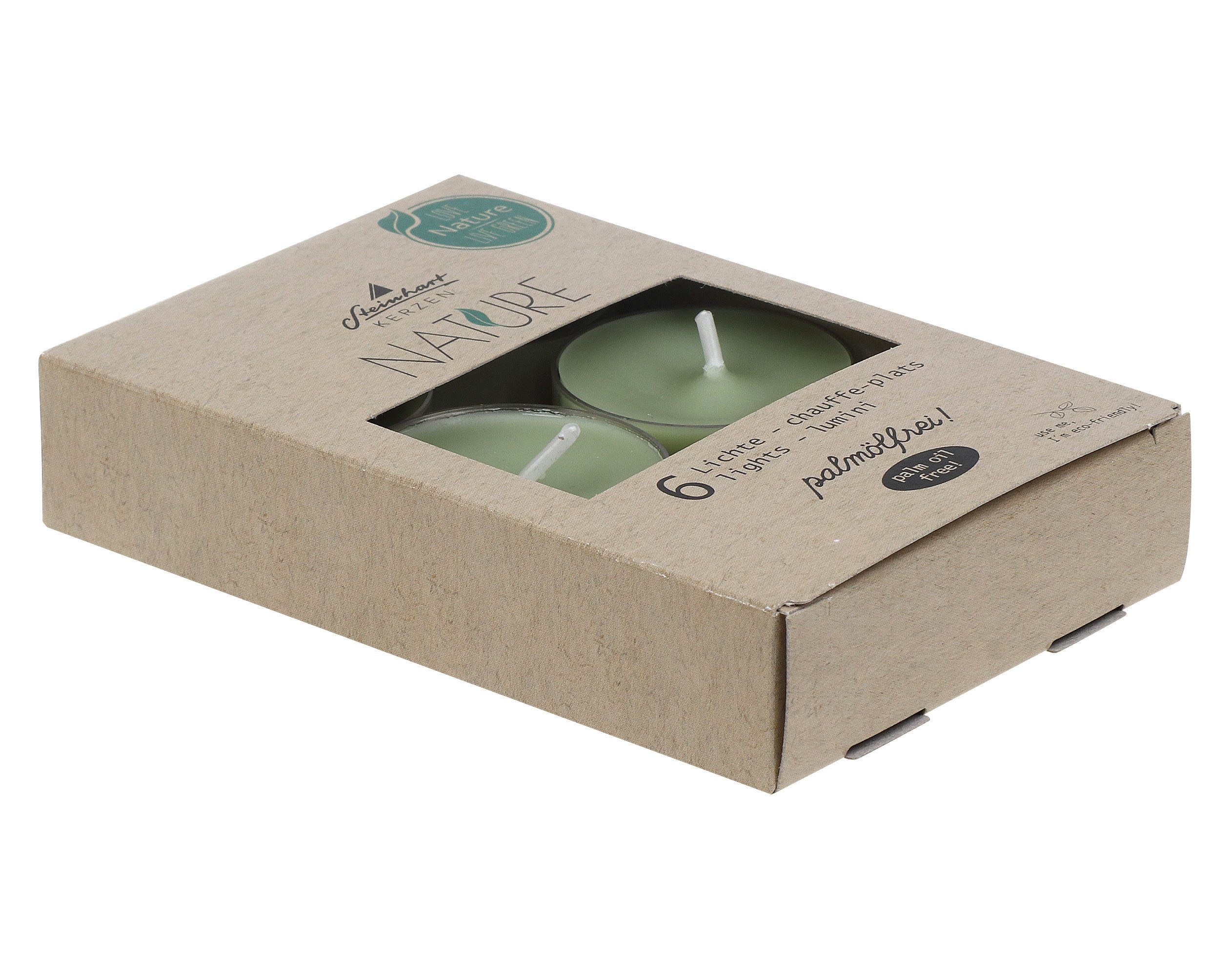 Steinhart Kerzen Stumpenkerze Teelichter "Nature" Salbei 6er-Pack
