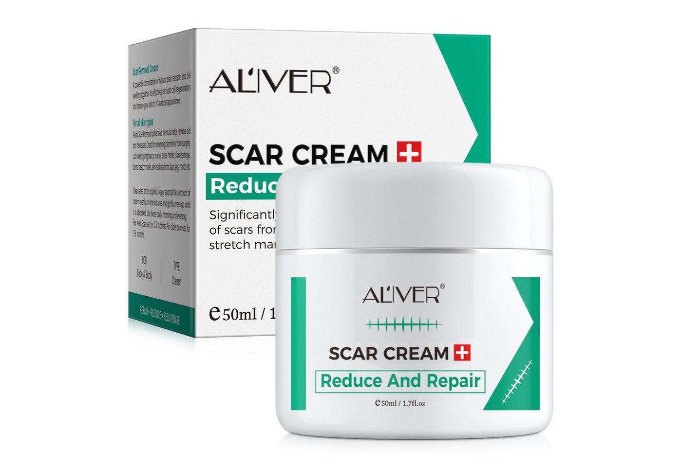 ALIVER Tagescreme Narbencreme Narbengel Narbensalbe Narbenpflaster Creme Reduktion, 1-tlg., Wundpflege, Narbencreme, Narbengel, Narbenpflaster