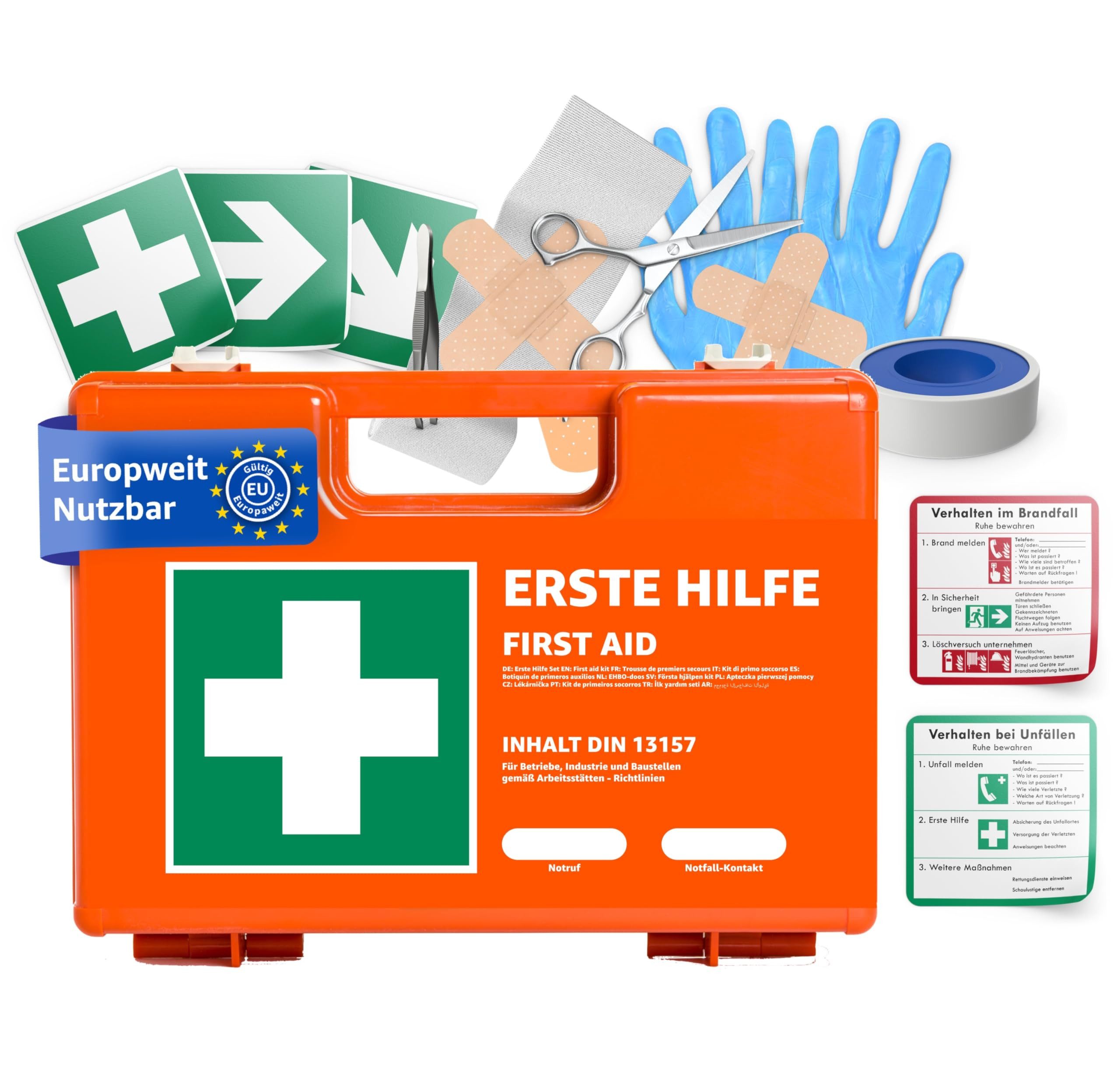 toolmate® Erste-Hilfe-Koffer Erste Hilfe Kasten - DIN 13157 Koffer für Unternehmen & Betriebe, (Set), DIN 13157:2021