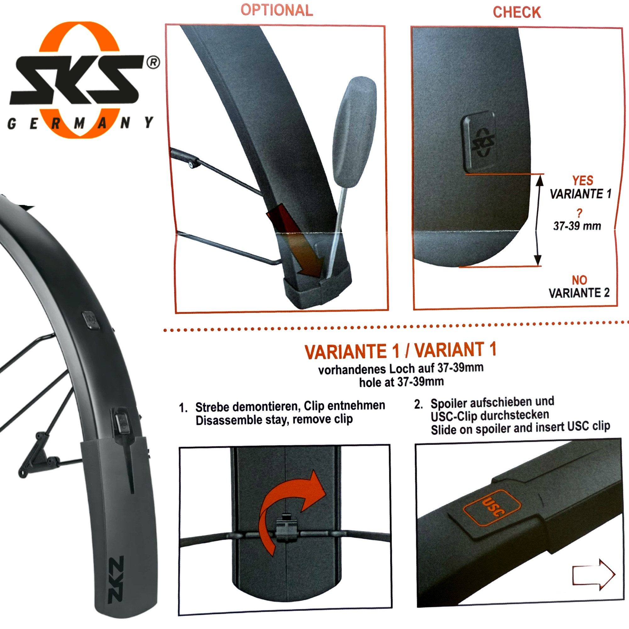 SKS Fahrrad-Montageständer SKS Spoiler Bluemels Style Fahrrad Schutzblech XXL Verlängerung
