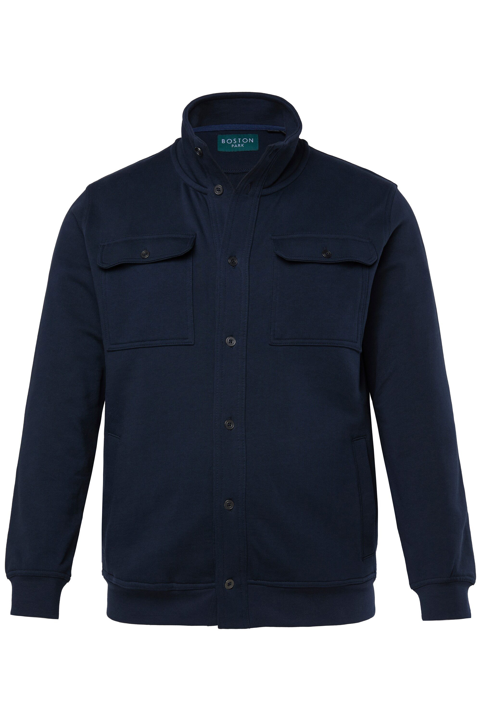 Boston Park Fleecejacke Sweatjacke Stehkragen Knopfleiste