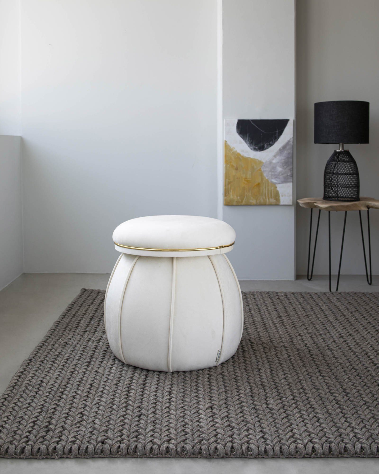 Qiyano Hocker Pouf Luana 100 Samt günstig online kaufen