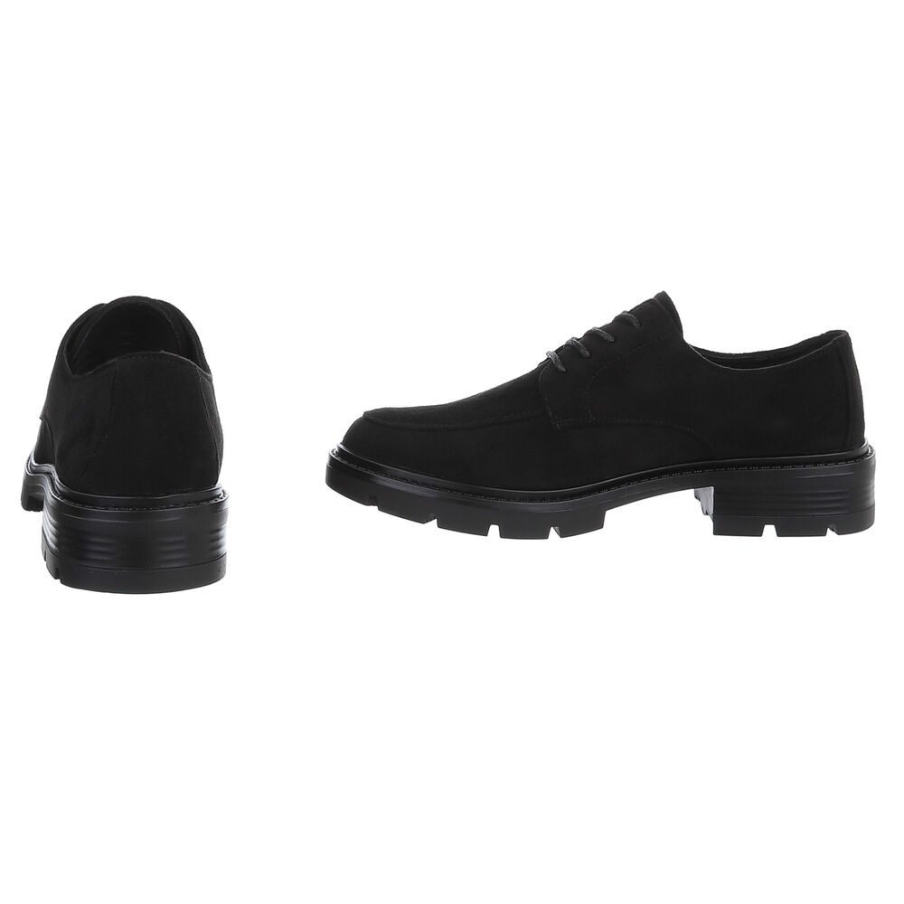 Ital-Design Klassischer Schnürschuh mit robuster Sohle für Damen Schnürschuh (90793450) Blockabsatz Schnürer in Schwarz