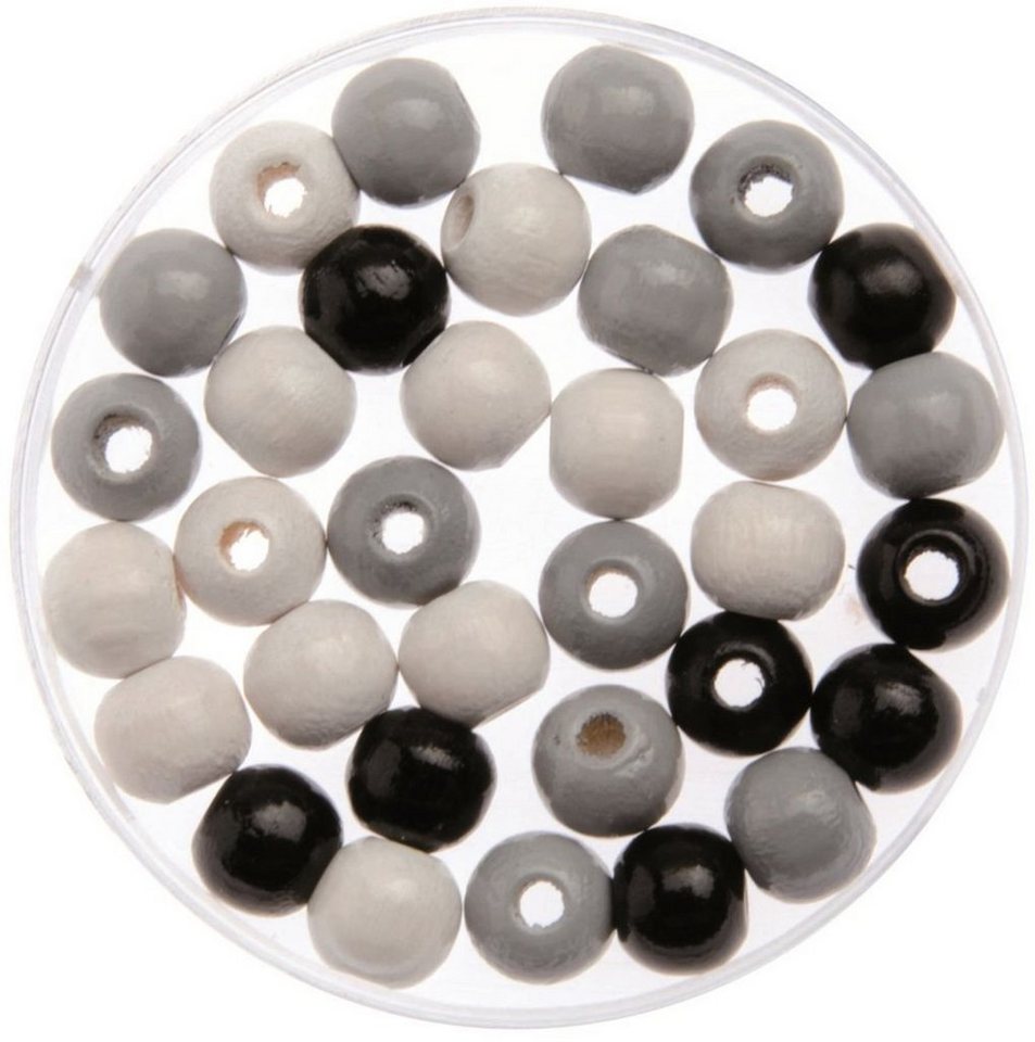 Thumbnail - Glorex Bastel-Armband Glorex Holzperle schwarz / grau / weiß 8 mm