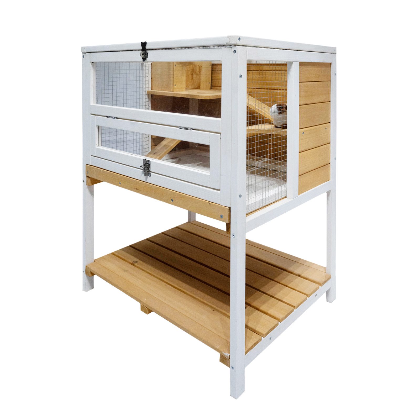 HTI-Living Kleintierkäfig Hamsterkäfig Gino Deluxe, Kleintierkäfig Holz mit Ablage